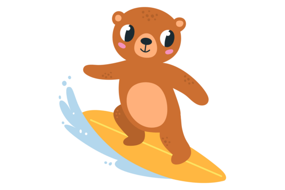 Bear on Surfboard: A Playful Ocean Sport Character for Creative Projects