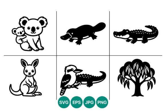 Black and White Aussie Animal Vector: A Versatile Design Asset