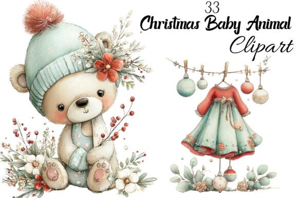 Christmas Baby Animal Clipart: Festive Design Assets