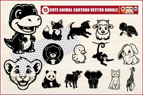 Cute Animal SVG Bundle: Essential Cartoon Designs for Modern Projects