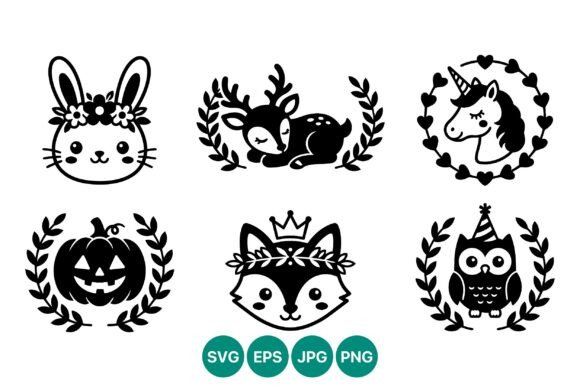 Cute Black White Animal Icons: A Versatile Design Asset