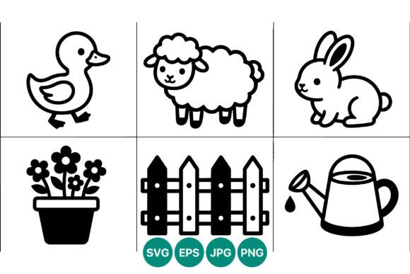 Cute Farm Animal and Garden Icons: A Designer's Toolkit