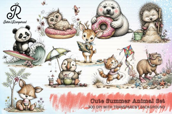 Cute Summer Animal Set Clipart: Your Go-To Asset for Seasonal Design