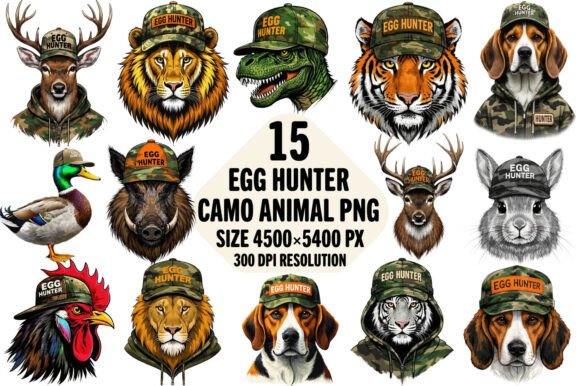 Egg Hunter Camo Animal Clipart: Bold & Adorable Designs