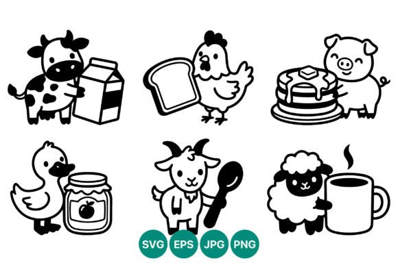 Farm Animal Food Line Art: A Playful Design Toolkit