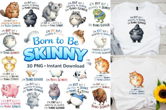 Funny Trans-Slender Fat Animal Bundle: Quirky Digital Design Assets