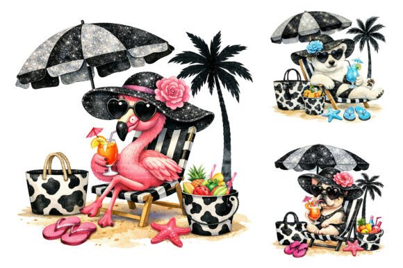 Glam Beach Safari Clipart: Bold Animal Designs for Your Projects