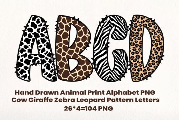 Hand Drawn Animal Print Alphabet: Bold, Playful PNG Design Set