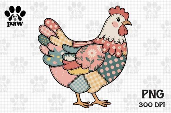 Patchwork Chicken PNG: Your Next Favorite Farm Animal Design Asset