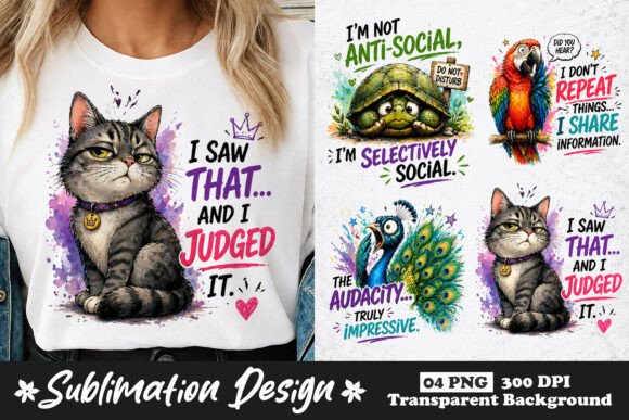 Sarcastic Cat & Animal Quote Sublimation: Witty Design Assets