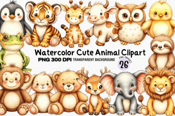 Watercolor Cute Animal Clipart Bundle for Creative Projects