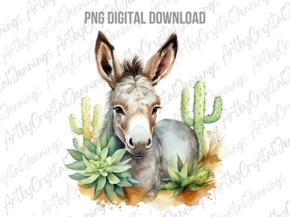 Watercolor Desert Donkey Animal PNG: A Creative Asset for Designers