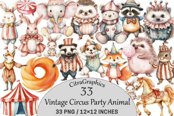 Watercolor Vintage Circus Party Animal: A Charming Design Collection