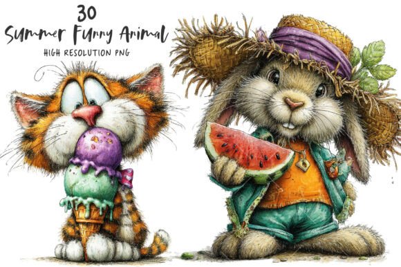 Whimsical Summer Funny Animal Clipart: Your Creative Toolkit